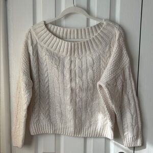 Cream Slouch Cable Knit Sweater